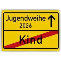 Tigerlino Poster Jugendweihe 2026 Geschenk zur Jugendweihe Feier, Ortsschild aus Kartonpapier (kein Metall)