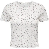 ONLY Kurzarmshirt ONLFENJA LIFE SS AOP TOP JRS NOOS Baumwollmischung, Cropped Fit, Rundhals