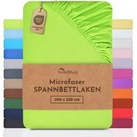 NatureMark Spannbettlaken Mikrofaser Spannbetttuch, Polyester, Gummizug: rundum, viele Größen und Farben Markenware, 200x220 cm, Apfel grün