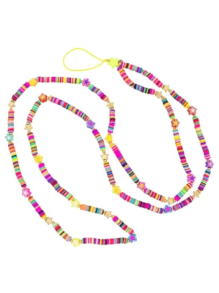 Fashionbox Kette Handykette mit Vinylplättchen und Sternen multicolor