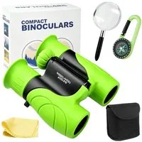ibettertec 8x21 Kinderfernglas,Outdoor-Spielzeug Fernglas für Kinder,Grün Kinderfernglas (Mit Kompass, Lupe und Reinigungstuch, für Kinder 3-12 Jahre, Geschenk)