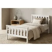 Home Collective Holzbett Einzelbett Doppelbett Bettgestell mit Lattenrost & Kopfteil Kiefer (Größe: 90×200, 120×200, 140×200, 160×200), Massivholzbett mit Lattenrost & Kopfteil Weiß