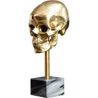 riess-ambiente Dekofigur SKULL 35cm gold / grau (Einzelartikel, 1 St), Metall-Schädel · Totenkopf mit Marmor-Fuß · Skulptur · Wohnzimmer