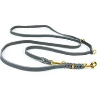 CopcoPet Hundeleine Fettlederleine Hundeleine geflochten dreifach verstellbar Messing, Leder