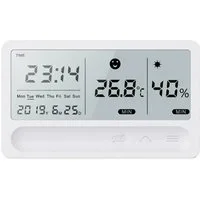 Bolwins Raumthermometer D84C Digital Date Uhr Thermometer Hygrometer LED Display Klimaanlage, Digitaluhr / Thermometer / Hygrometer 2-tlg., inkl. USB-Kabel, LED-Display, Anzeige von Datum & Uhrzeit