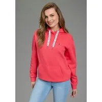 DELMAO Kapuzensweatshirt Weiche Baumwollmischung mit Kängurutasche und bedruckter Kordel