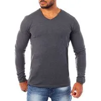 Young & Rich Langarmshirt Herren Uni Basic Longsleeve V-Ausschnitt V-Neck Unterziehshirt 2001 Rundhalsauschnitt unifarben langarm slim fit