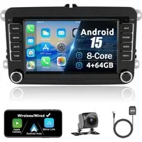 A-Sure 7" 8-Core Android 15 Carplay Für VW Golf 5 6 Passat Touran Caddy Jetta Autoradio (Digitalradio (DAB), FM, AM)