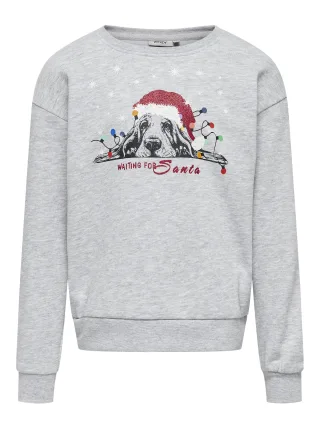 KIDS ONLY - KOGYDA XMAS LIFE L/S O-NECK BOX SWT light grey melange - Gr. - 128