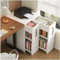 Merax Bücherregal mit Rollen, mobiles Standregal, 1-tlg., auch als Nachttisch nutzbar