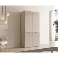 MOEBLO Drehtürenschrank MINEWRA NOVA (Kleiderschrank 2/4/6 türig Schrank Garderobe, Schlafzimmer, Drehtürenschrank, Falttürenschrank, Schrank mit Einlegeböden und Kleiderstange, Kaschmir) (BxHxT):101/202x200x49 cm