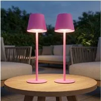 GLOBO LIGHTING LED Außen-Tischleuchte, Leuchtmittel inklusive, Kaltweiß, Warmweiß, Neutralweiß, Tageslichtweiß, Farbwechsel, Tischlampe Flaschenaufsatz Außenlampe pink LED Akku CCT Touchdimmer 2x