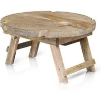 Marrakesch Orient & Mediterran Interior Beistelltisch Picknick Klapptisch Outdoor Roman handgefertigt aus Holz, Braun 40 cm (1-St), Handarbeit