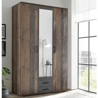 Bega Consult Kleiderschrank Kleiderschrank Chicago Melamin Old Style 3-türig mit Spiegel