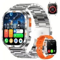 ANYSUN GPS Smartwatch Herren Militär mit LED Taschenlampen,Outdoor Smartwatch IP68 Wasserdicht Fitnessuhr,Kompass Smartwatch mit Telefonfunktion, Zwei Armbänder (Silikon + Metall), 100 Sportmodi, Pulsmesser,Schlafmonitor,Android/iOS