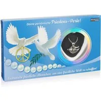 BRUBAKER Perlenketten-Set Deine Persönliche Wunschperle - Frieden (Geschenkset für die Freunde und Familie - Friedens-Perle, Muschel mit echter Perle als Schmuck - Set), Halskette mit Silber Friedenstaube Anhänger