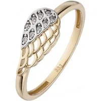 JOBO Fingerring Flügel, 333 Gold bicolor mit 9 Zirkonia