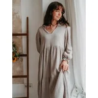 hutch&putch Maxikleid Musselin Kleid Damen Sommerkleid 100% Bio-Baumwolle mit Rüschen Kragen (1-tlg) elastischer Bund - trendige Volants
