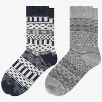 OCCULTO Norwegersocken Damen & Herren Dicke Merino Wollsocken 2er Pack (Modell: Lumi) (2-Paar)