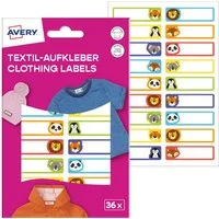 Avery Zweckform Etiketten Textilaufkleber 45x13mm 36 Stück Motiv Tiere
