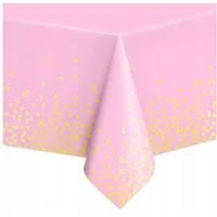 Festivalartikel Tischdecke Einweg Tischdecke Rosa mit Goldpunkten - 137x274 cm