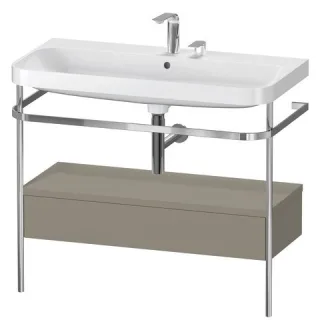 Duravit Happy D.2 Plus c-shaped Set mit Metallkonsole und Schubkasten Stein Grau Seidenmatt 975x490x HP4843E9292