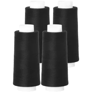 buttinette Overlockgarn im 4er-Pack, Stärke 120, 2500m-Spule, schwarz