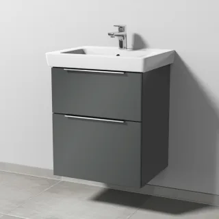 Sanipa 3way Waschtischunterbau zu Villeroy & Boch Subway 2.0 Waschtisch mit 2 Auszügen, Anthrazit-Gl UF61179