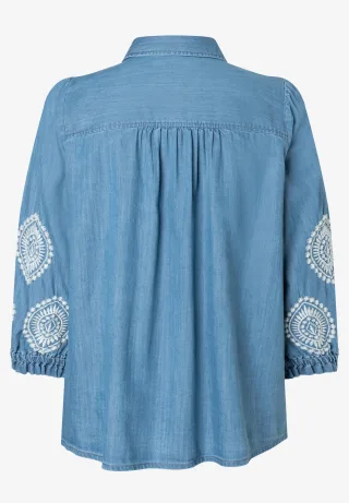 MORE & MORE - Jeansbluse mit Stickerei denim - Gr. - 38
