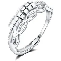 LuxusKollektion Silberring Ring AntiStress Dekompression Fidget Zappel 7 Perlen Silber