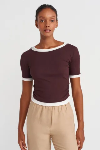 Damen Cropped Slim-Fit Rundhalsausschnitt T-Shirt