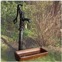 TRUTZHOLM Wasserpumpe Schwengelpumpe + Pumpenständer Antik Nostalgie Gusseisen Handpumpe (Spar-Set)