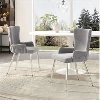 Flieks Esszimmerstuhl (Set, 2 St), 2er Set Polsterstühle Küchenstühle Samt Wohnzimmer Metallbeine