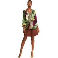 Love & Roses Kimono Love & Roses Kimono mit Print und Paillettenbesatz, Viskose (LENZING™ ECOVERO), Viskose