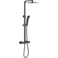 duschspa Duschsystem Duschset mit Thermostat 38℃ verstellbare Duschstange aus Edelstahl, 2 Strahlart(en), Regendusche mit quadratischem Duschkopf 20x20cm