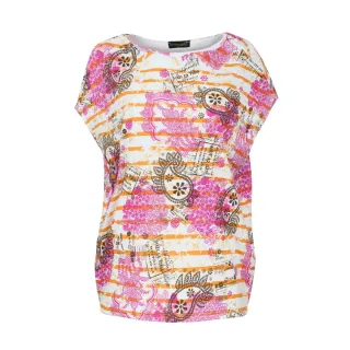Übergroße eiförmige Bluse aus Baumwoll-Ripstop mit Ethno-Print