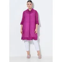 Ulla Popken Longbluse Longbluse Ramie Hemdkragen 3/4-Arm