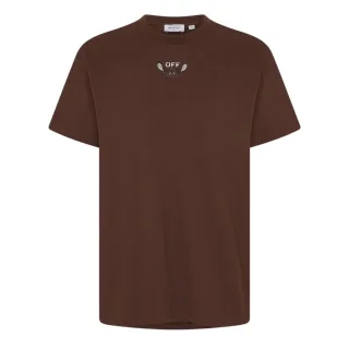 Off White - T-Shirt für Herren/Damen Unisex, Regulär (Schokolade/Weiß)