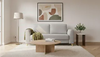 BRUNO Schlafsofa 140cm in Hellgrau | Klassik | stabiles Massivholz & Boxspringkomfort