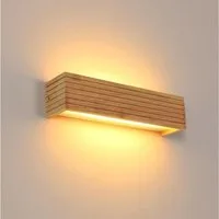 Riserva LED Spiegelleuchte LED Wandleuchte Holzoptik 34,5cm Warmweiß 3000K Flurlampe, LED wechselbar