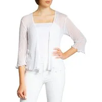 Caspar Strickjacke STJ022 angenehm leichter Damen Sommer Bolero mit 3/4 Arm