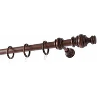 GARESA Gardinenstange BAROCK, Ø 35 mm, 1-läufig, Wunschmaßlänge, mit Bohren, verschraubt, Holzwerkstoff, rustikale Vorhanggarnitur Holz, verlängerbar, mit Ringe/2 Lauf Gleiter