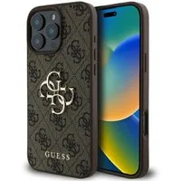 Guess Handyhülle iPhone 16 Pro Max Kunstleder braun Big Logo goldfarbig 6,9 Zoll, Kantenschutz