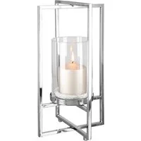 Fink Windlicht NORMAN Windlicht - H.40cm x D.21cm - klar/silber - Edelstahl/Glas (1 St., Kerzenleuchter - Windlichthalter), Eleganter Kerzenhalter Leuchter - Deko für stilvolle Atmosphäre