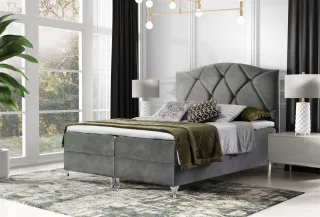 Boxspringbett Schlafzimmerbett DURMUS 120x200cm in Stoff Fresh Grau