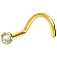 PIERCINGLINE Nasenpiercing Titan Nasenstecker Spirale FLACHE KRISTALLDISC (Nasenstecker, 1-tlg)