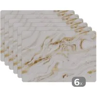 MuchoWow Platzset Marmor - Gold - Weiß, (6-St), Platzsets, Tischset, Abwaschbar, Tischsets, Platzdeckchen
