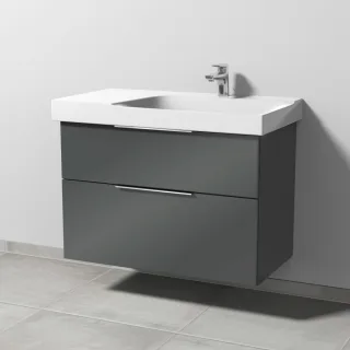 Sanipa 3way Waschtischunterbau zu Geberit Xeno2 Waschtisch mit 2 Auszügen, Anthrazit-Glanz UF66379