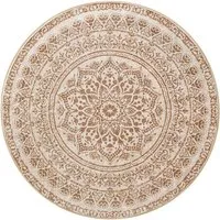 SONGMICS HOME Teppich rund, Wohnzimmerteppich, rutschfester, für Wohnzimmer, Schlafzimmer, 120 cm d, flauschig, Dekoration, maschinenwaschbar, Boho-Stil