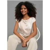 Laura Scott Shirtbluse mit Satin, U-Boot-Ausschnitt, Viskose und Elasthan Rückenteil